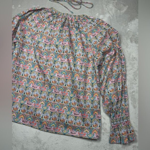 J.Crew X Liberty Giorgia Duke Floral Tie Waist Organic Cotton Button Blouse XS - Picture 13 of 16